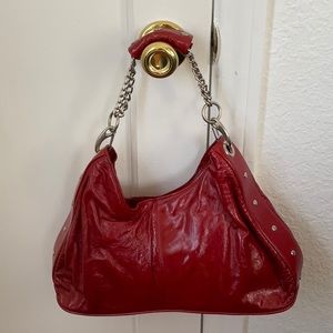 Stunning Cherry Red Studded Shoulder Bag with Chain Strap (A/X Armani Exchange)